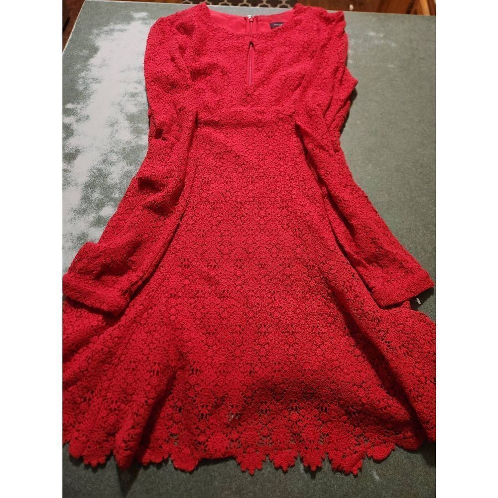 Majorelle x Revolve Red Lace Keyhole Long Sleeve Mini Dress sz S